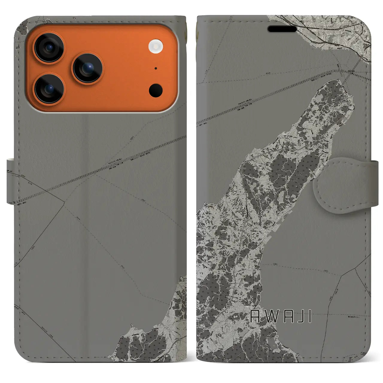 【淡路(兵庫県)】地図柄iPhoneケース(手帳タイプ)