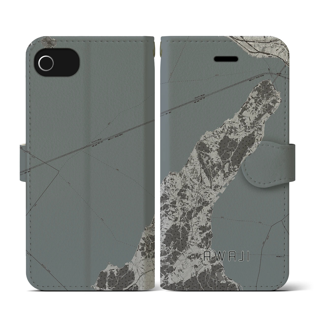 【淡路(兵庫県)】地図柄iPhoneケース(手帳タイプ)