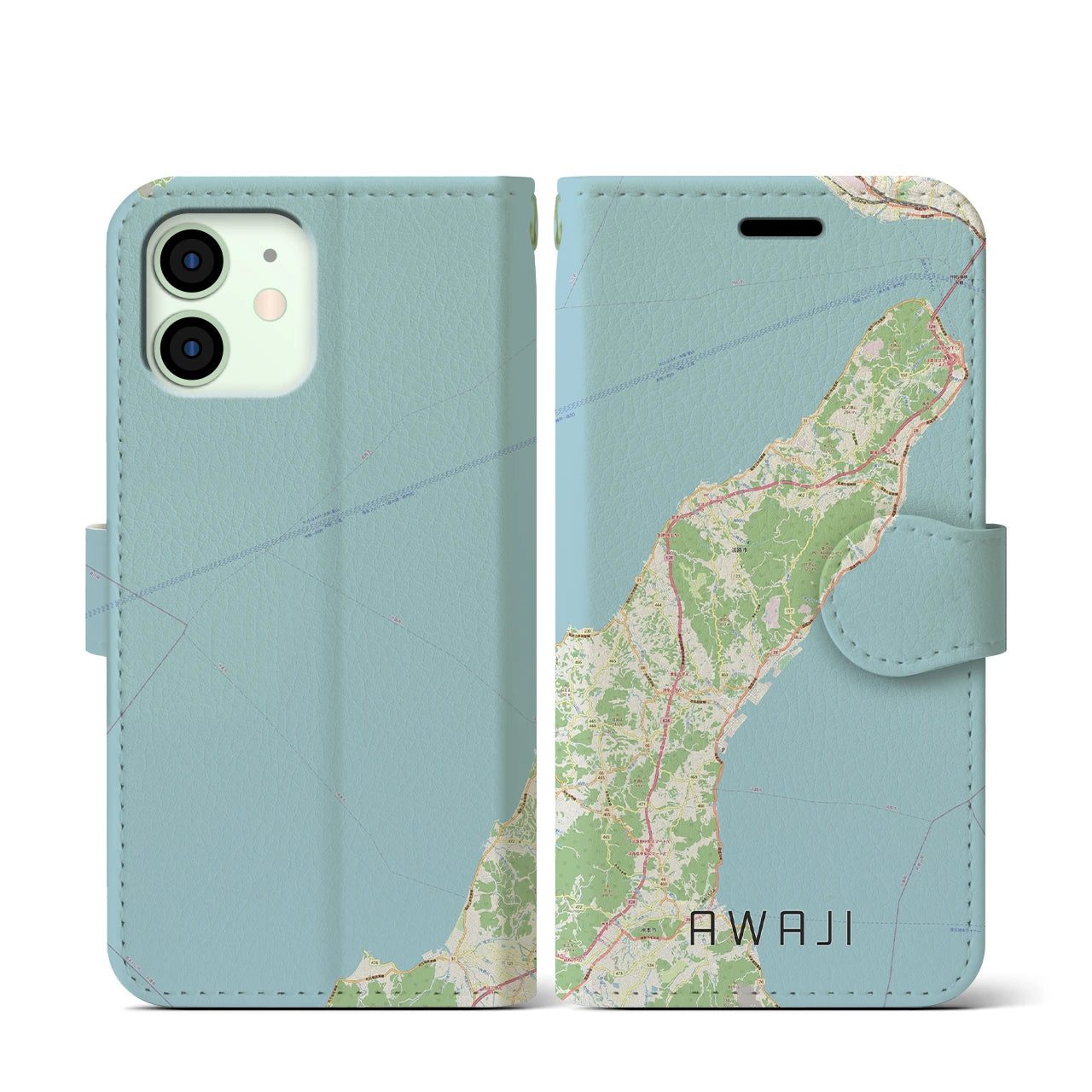 【淡路(兵庫県)】地図柄iPhoneケース(手帳タイプ)