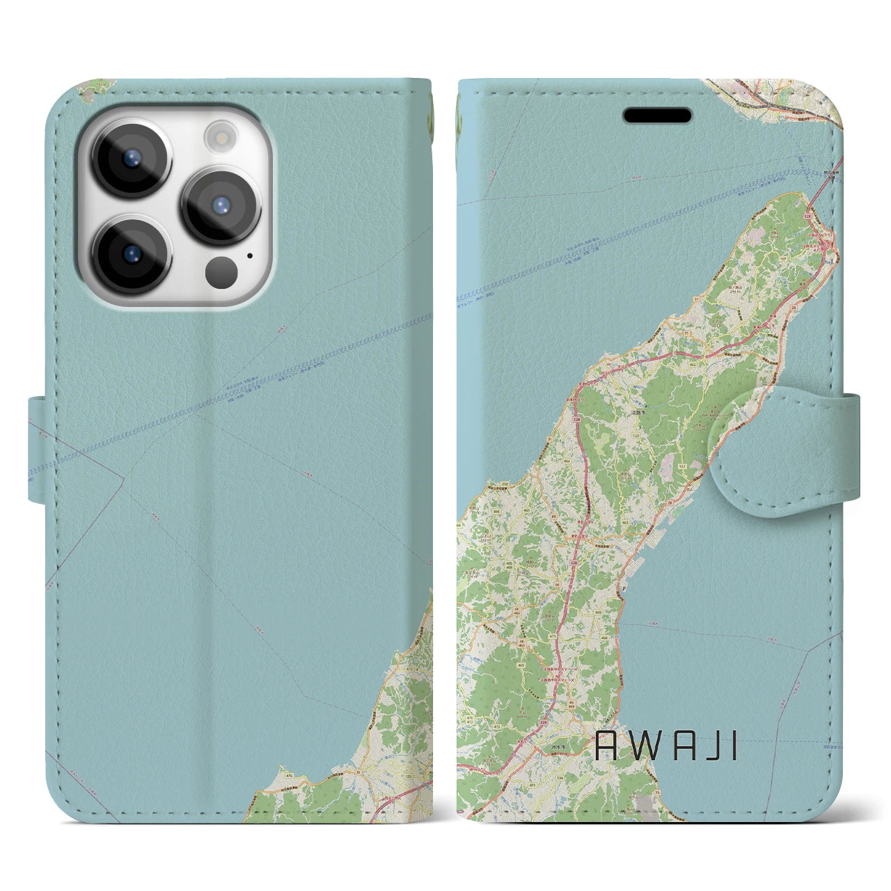 【淡路(兵庫県)】地図柄iPhoneケース(手帳タイプ)