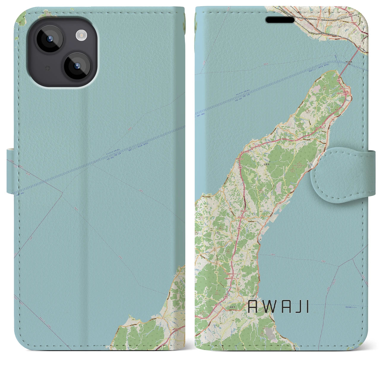 【淡路(兵庫県)】地図柄iPhoneケース(手帳タイプ)
