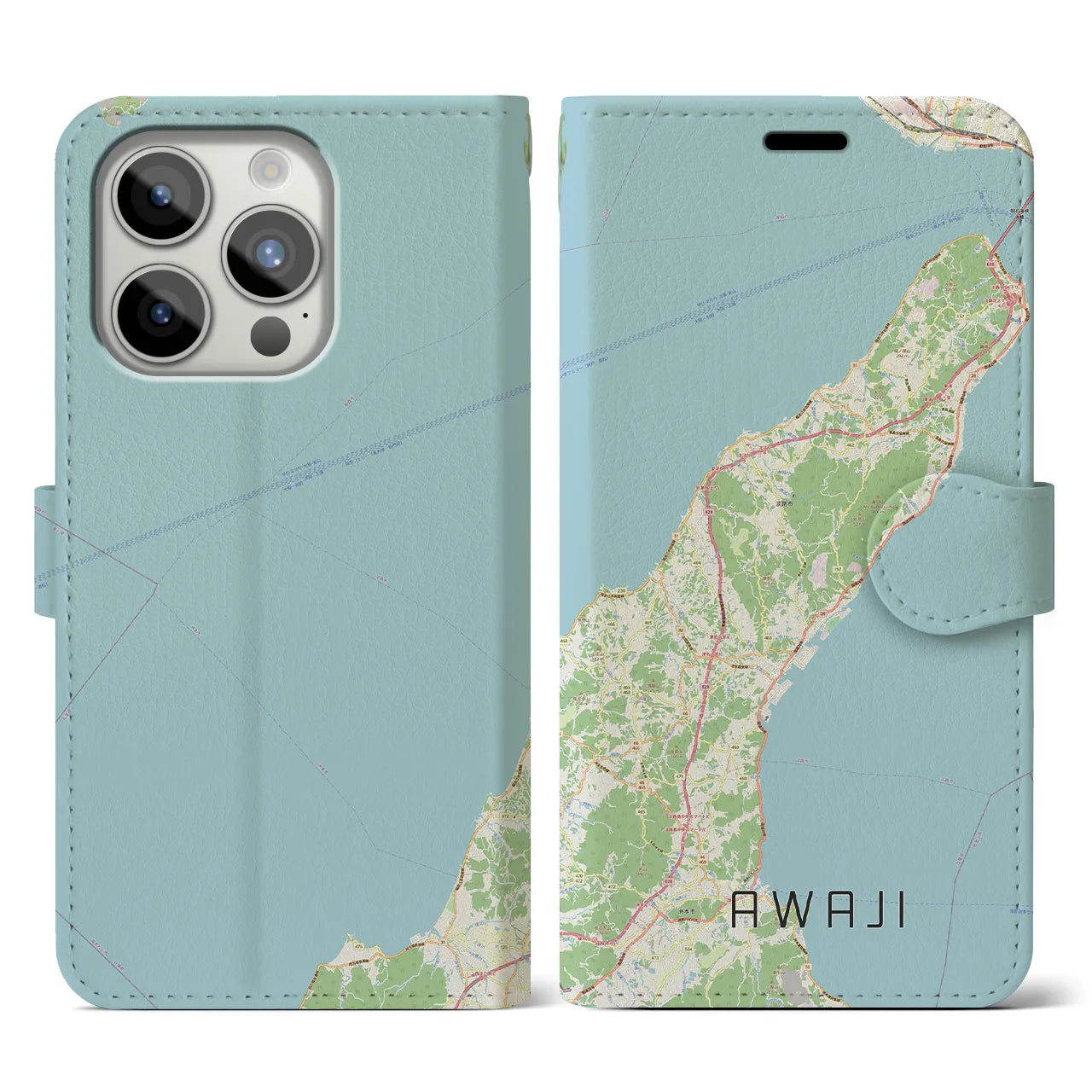 【淡路(兵庫県)】地図柄iPhoneケース(手帳タイプ)
