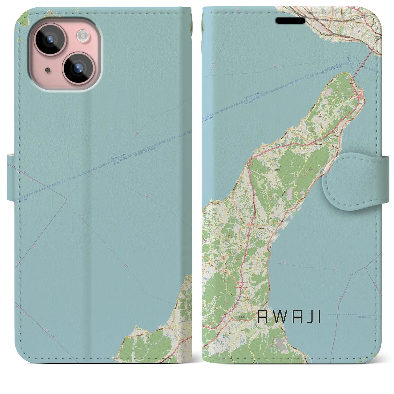 【淡路(兵庫県)】地図柄iPhoneケース(手帳タイプ)