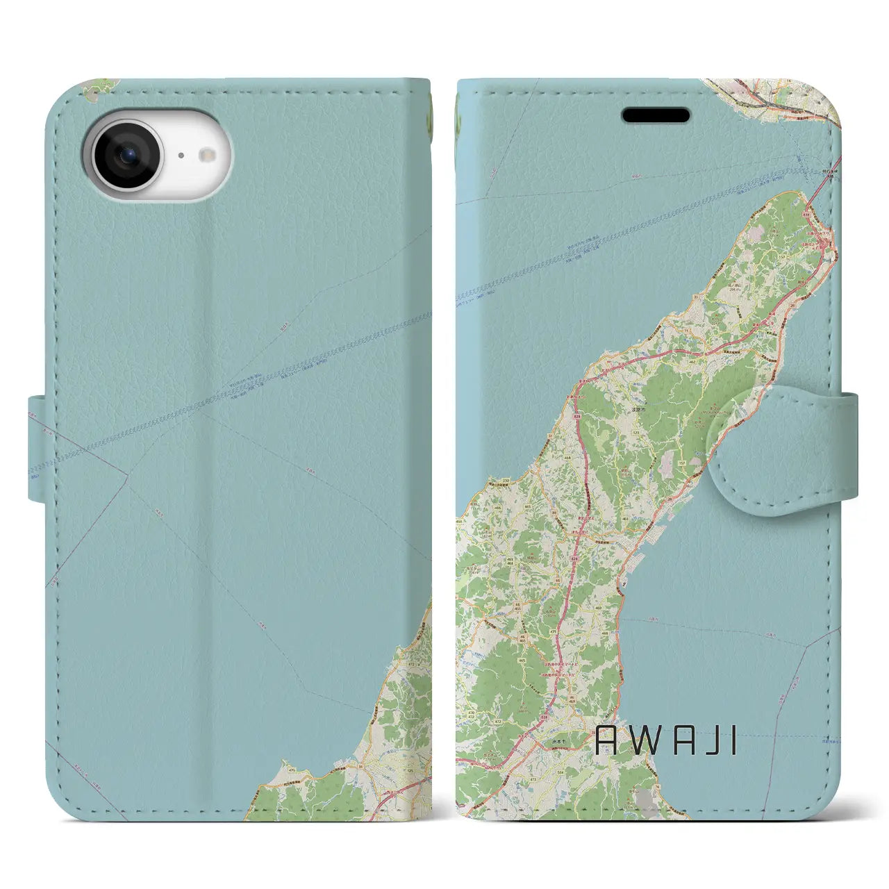 【淡路(兵庫県)】地図柄iPhoneケース(手帳タイプ)