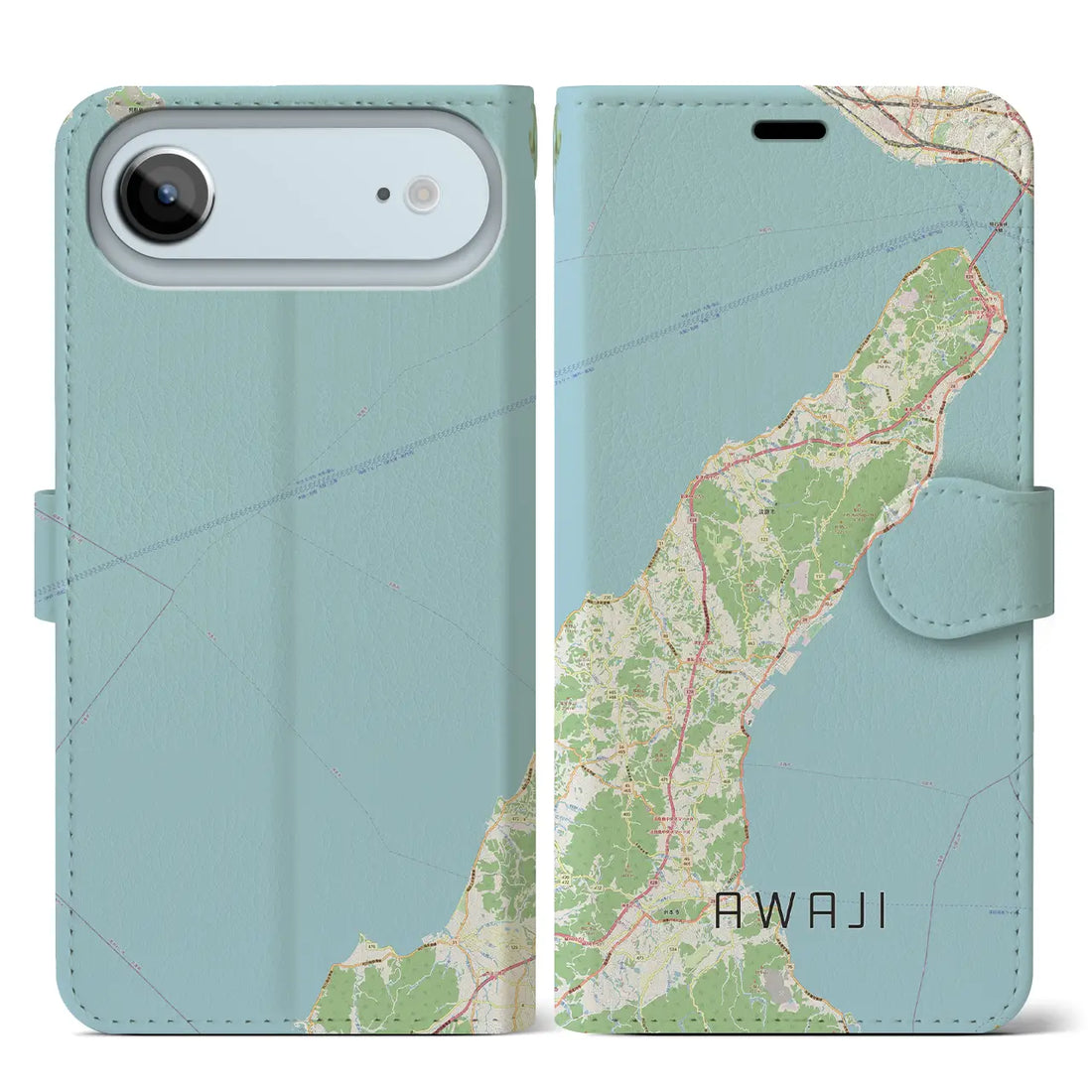 【淡路(兵庫県)】地図柄iPhoneケース(手帳タイプ)ナチュラル・iPhone 17 Pro Max 用