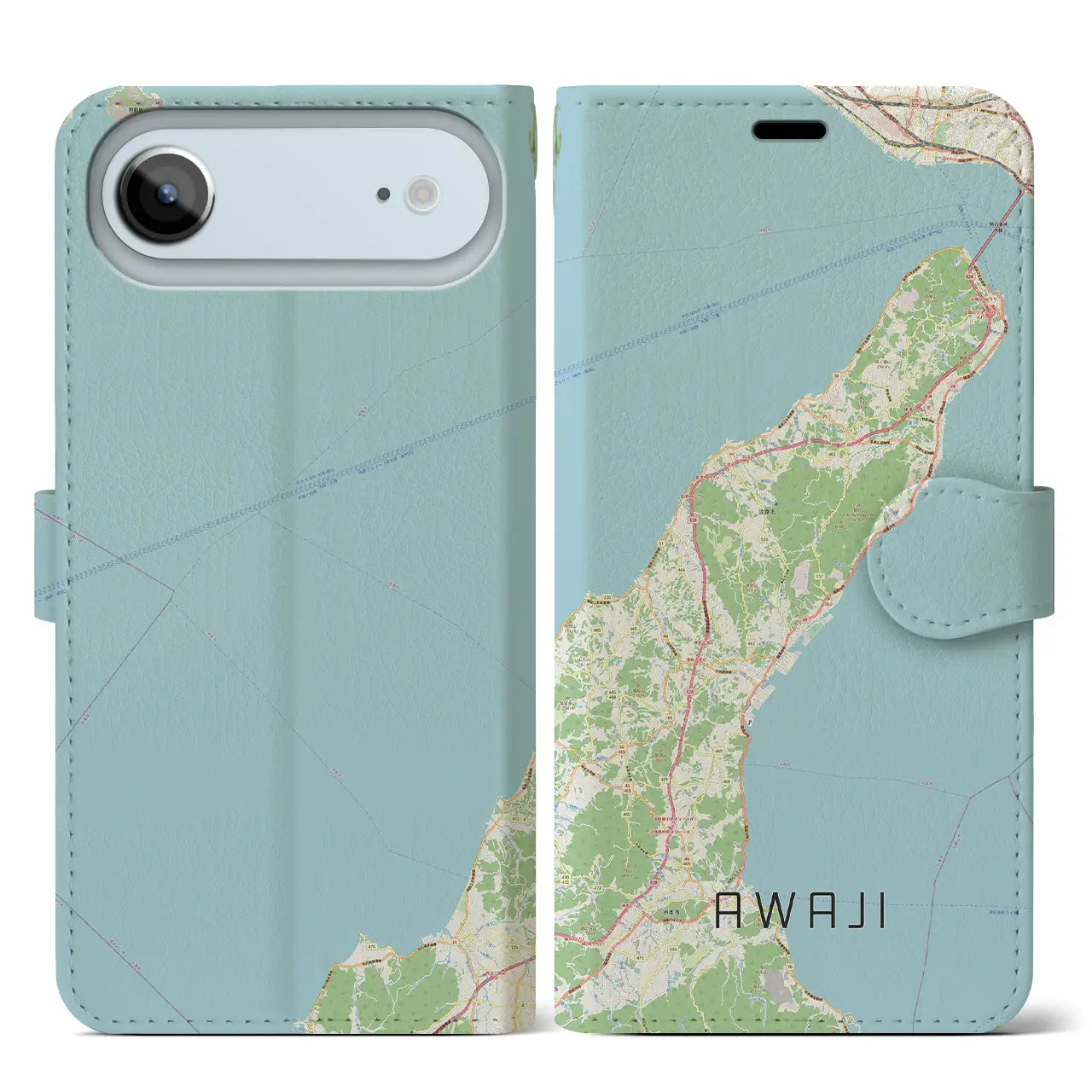 【淡路(兵庫県)】地図柄iPhoneケース(手帳タイプ)ナチュラル・iPhone 17 Pro Max 用