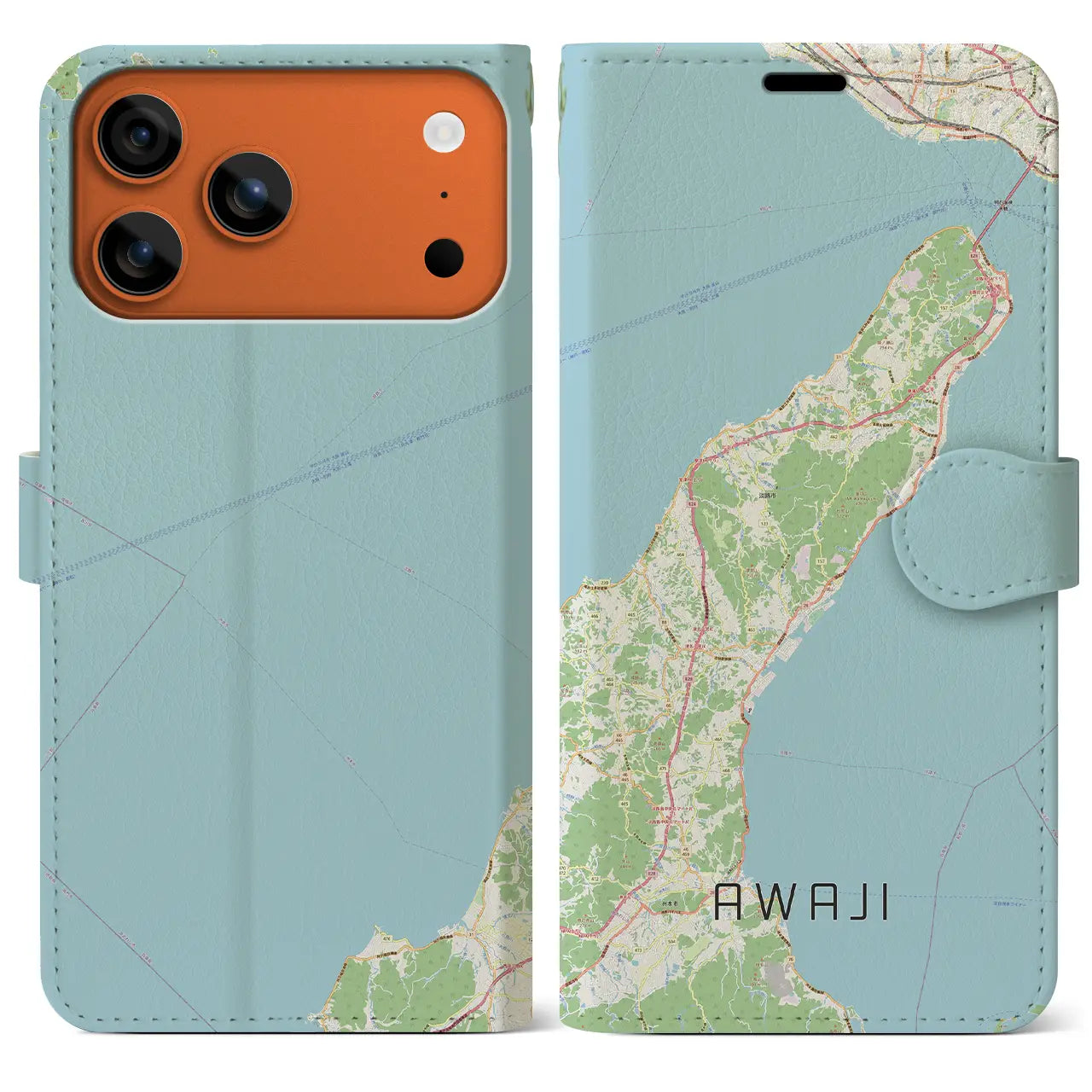 【淡路(兵庫県)】地図柄iPhoneケース(手帳タイプ)