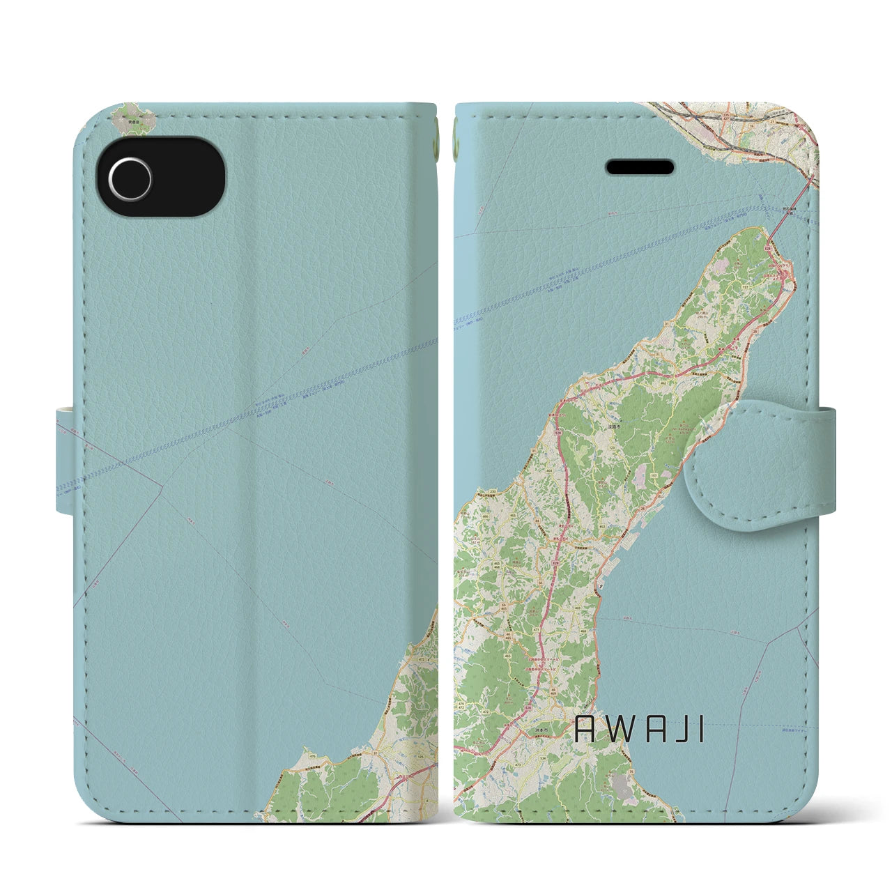 【淡路(兵庫県)】地図柄iPhoneケース(手帳タイプ)