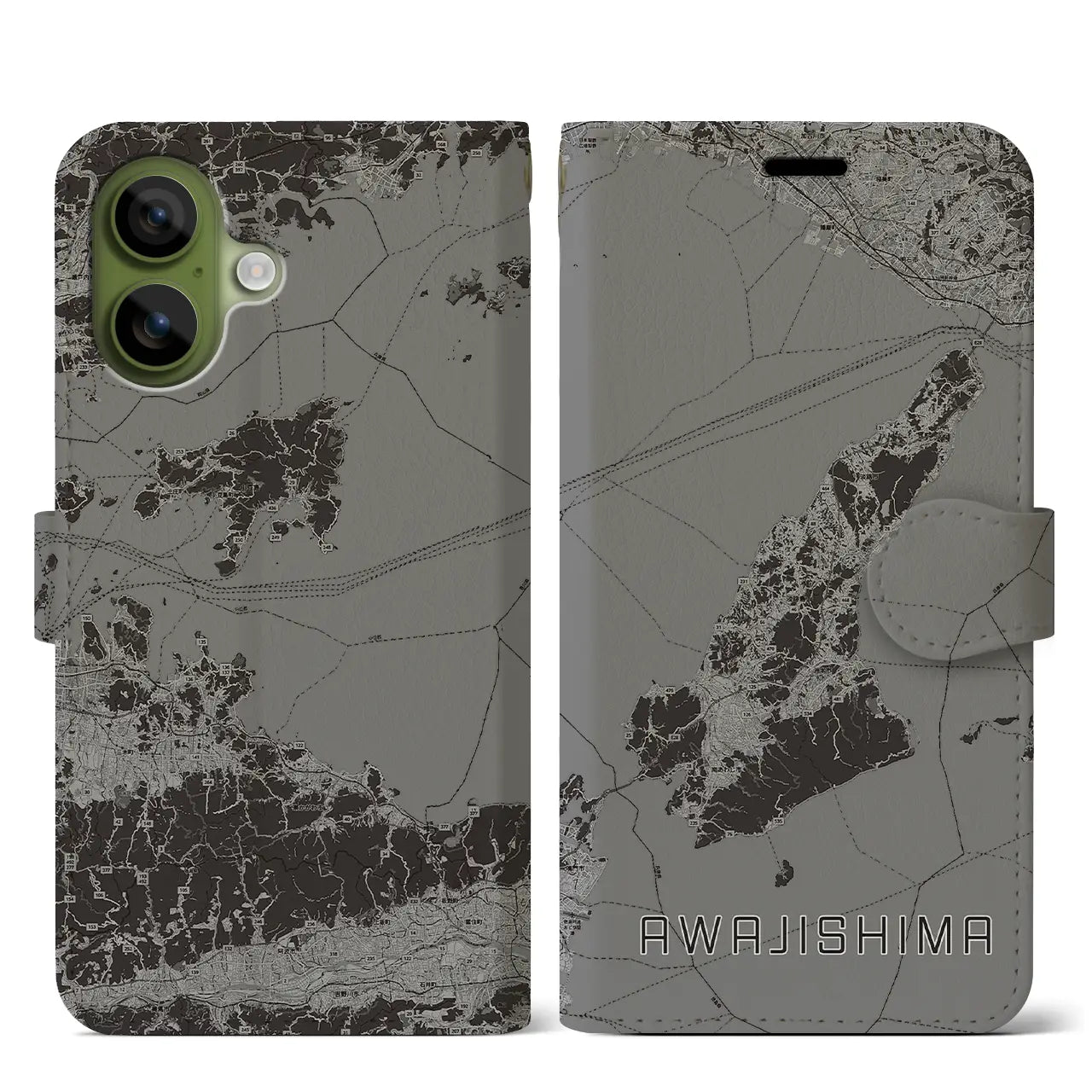 【淡路島2(兵庫県)】地図柄iPhoneケース(手帳タイプ)