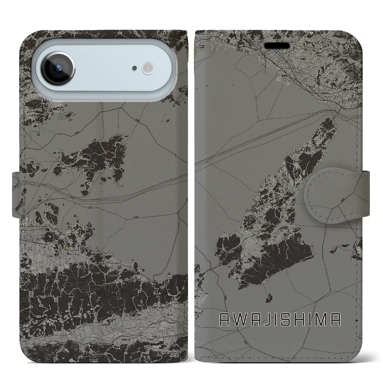 【淡路島2(兵庫県)】地図柄iPhoneケース(手帳タイプ)