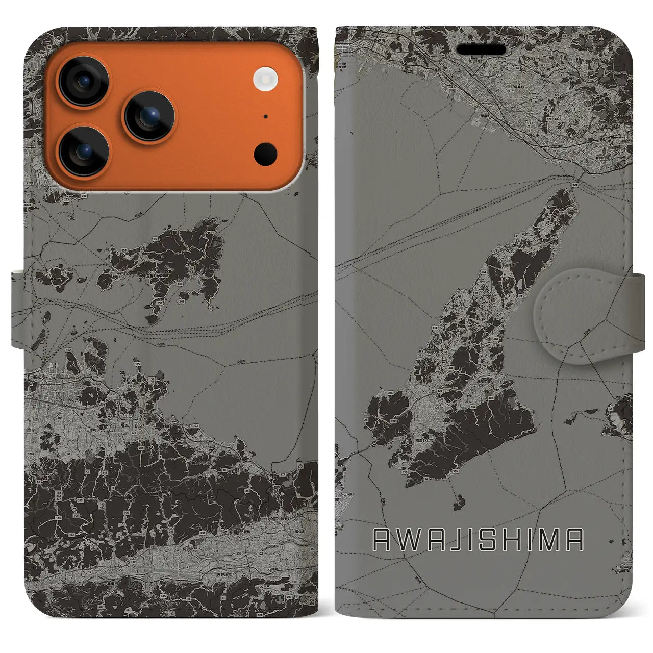 【淡路島2(兵庫県)】地図柄iPhoneケース(手帳タイプ)