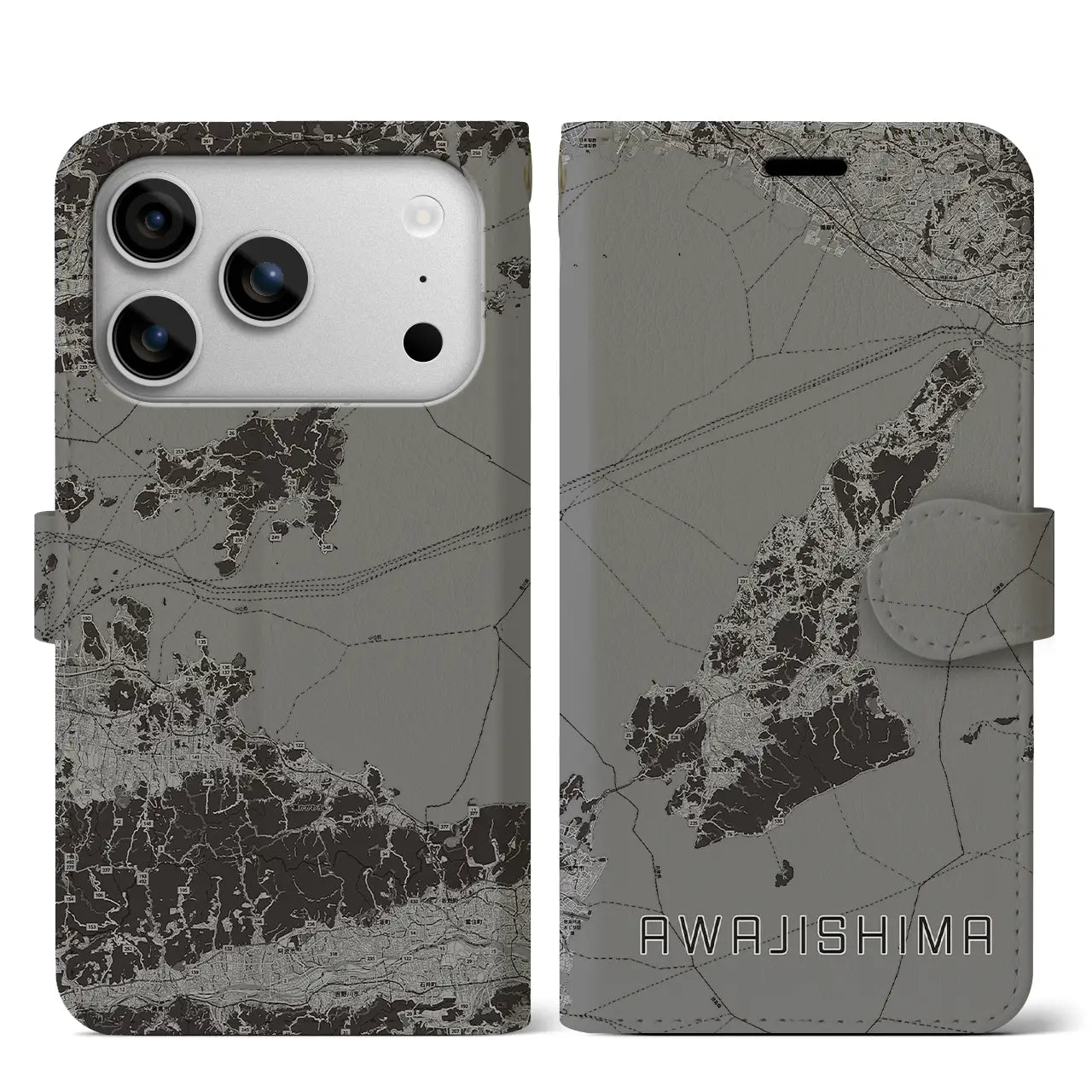 【淡路島2(兵庫県)】地図柄iPhoneケース(手帳タイプ)