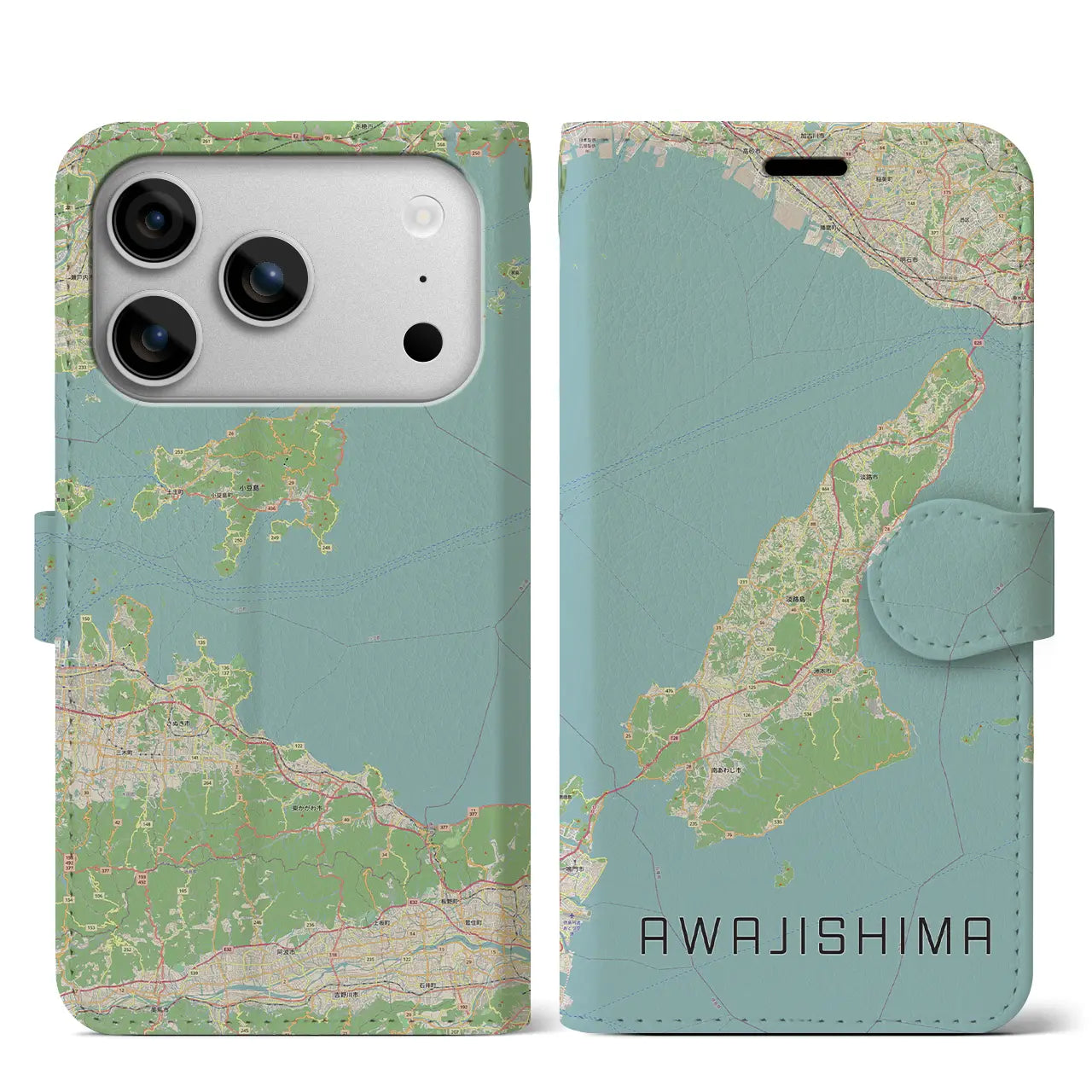 【淡路島2(兵庫県)】地図柄iPhoneケース(手帳タイプ)