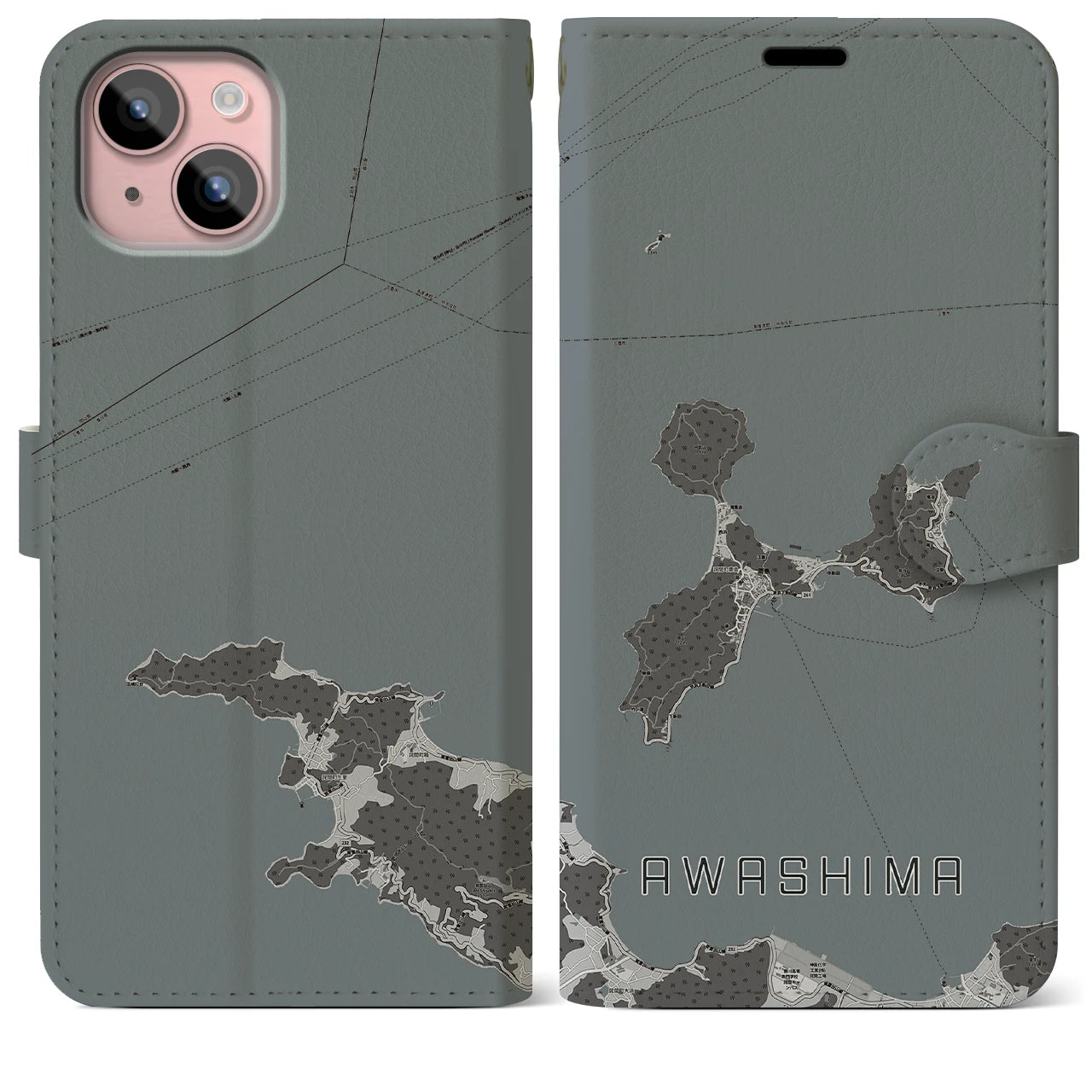 【粟島(香川県)】地図柄iPhoneケース(手帳タイプ)