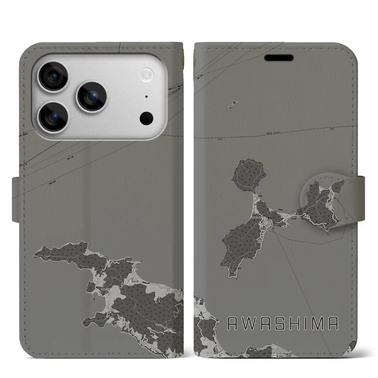 【粟島(香川県)】地図柄iPhoneケース(手帳タイプ)