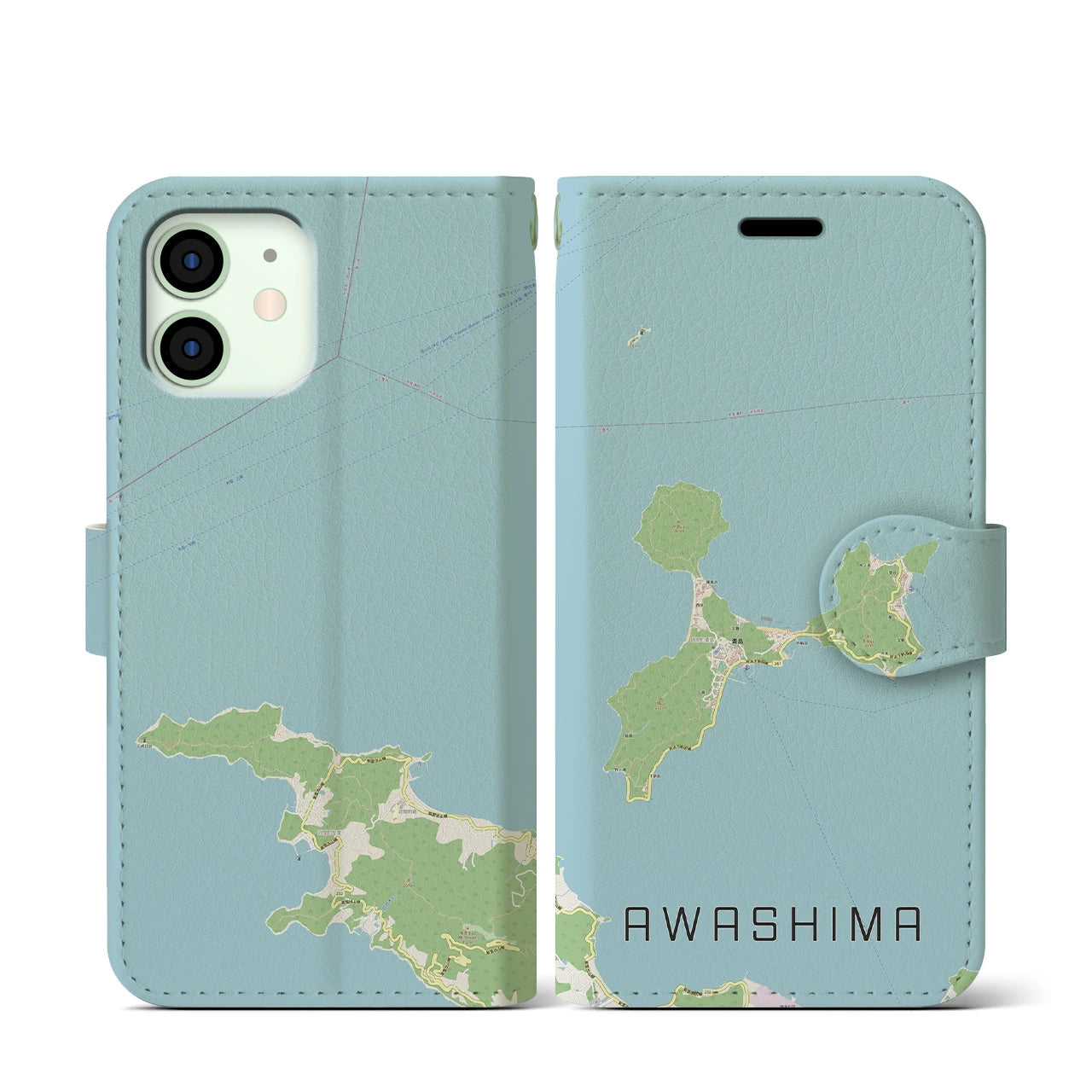 【粟島(香川県)】地図柄iPhoneケース(手帳タイプ)