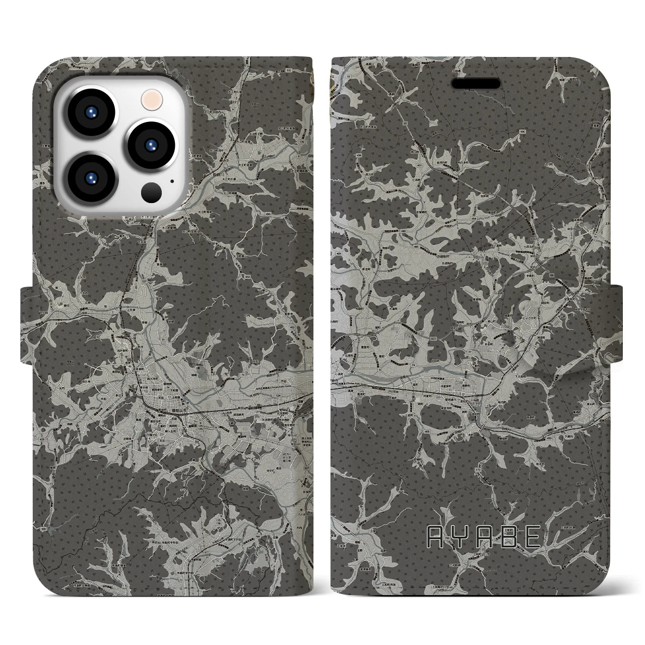 【綾部(京都府)】地図柄iPhoneケース(手帳タイプ)