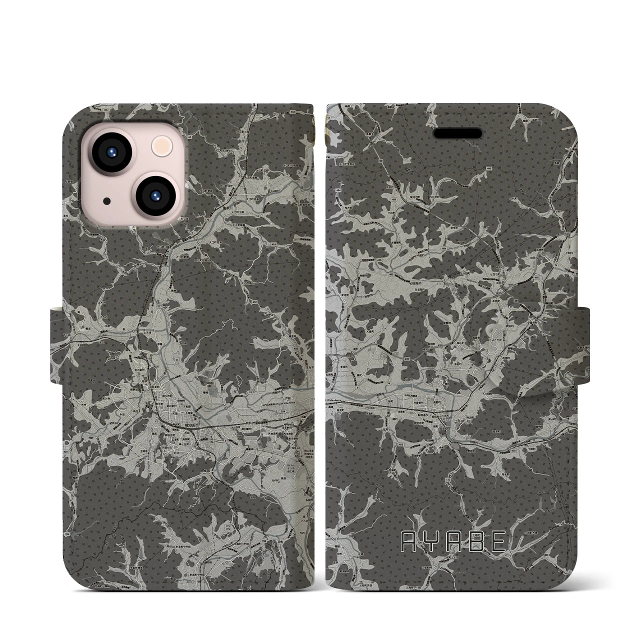 【綾部(京都府)】地図柄iPhoneケース(手帳タイプ)