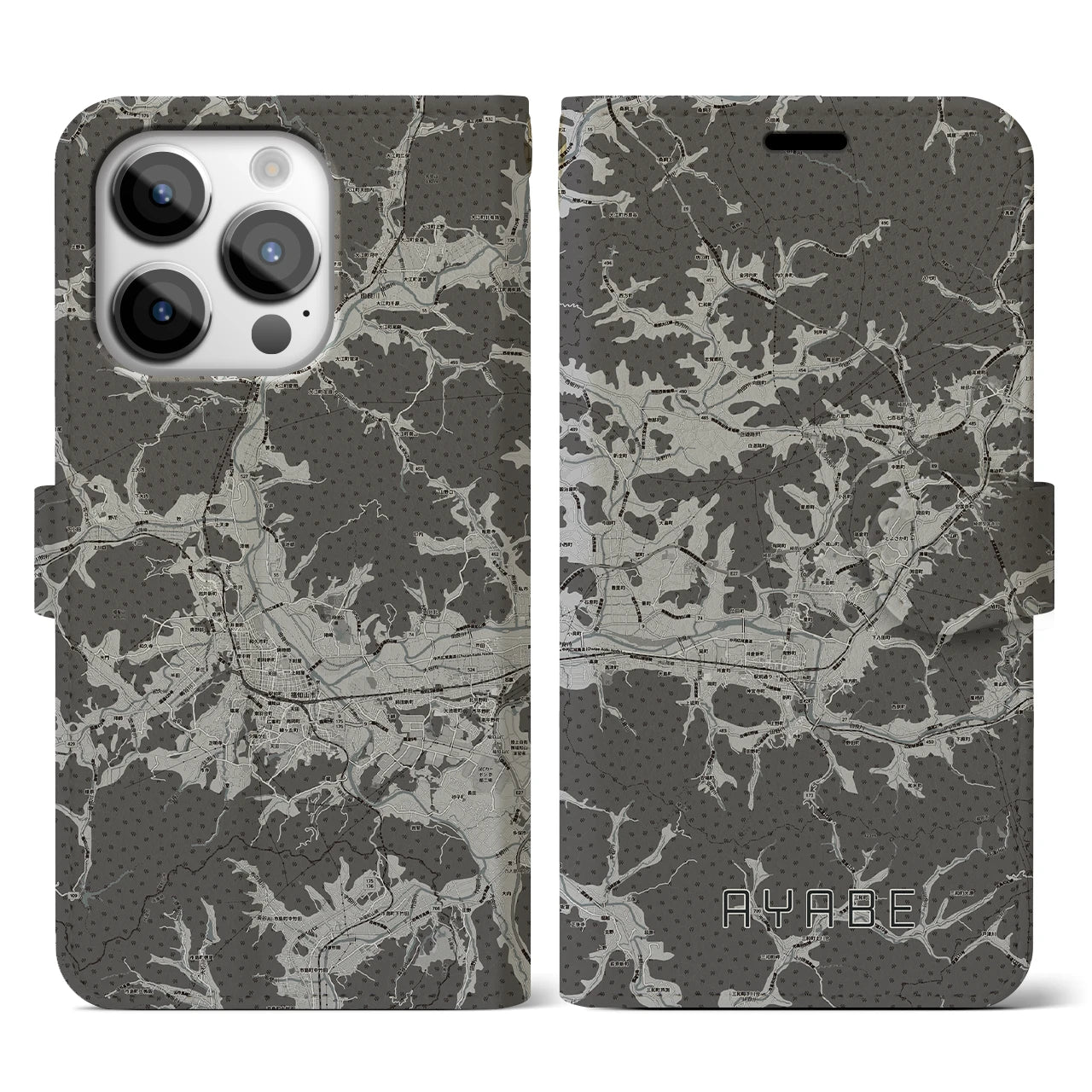 【綾部(京都府)】地図柄iPhoneケース(手帳タイプ)