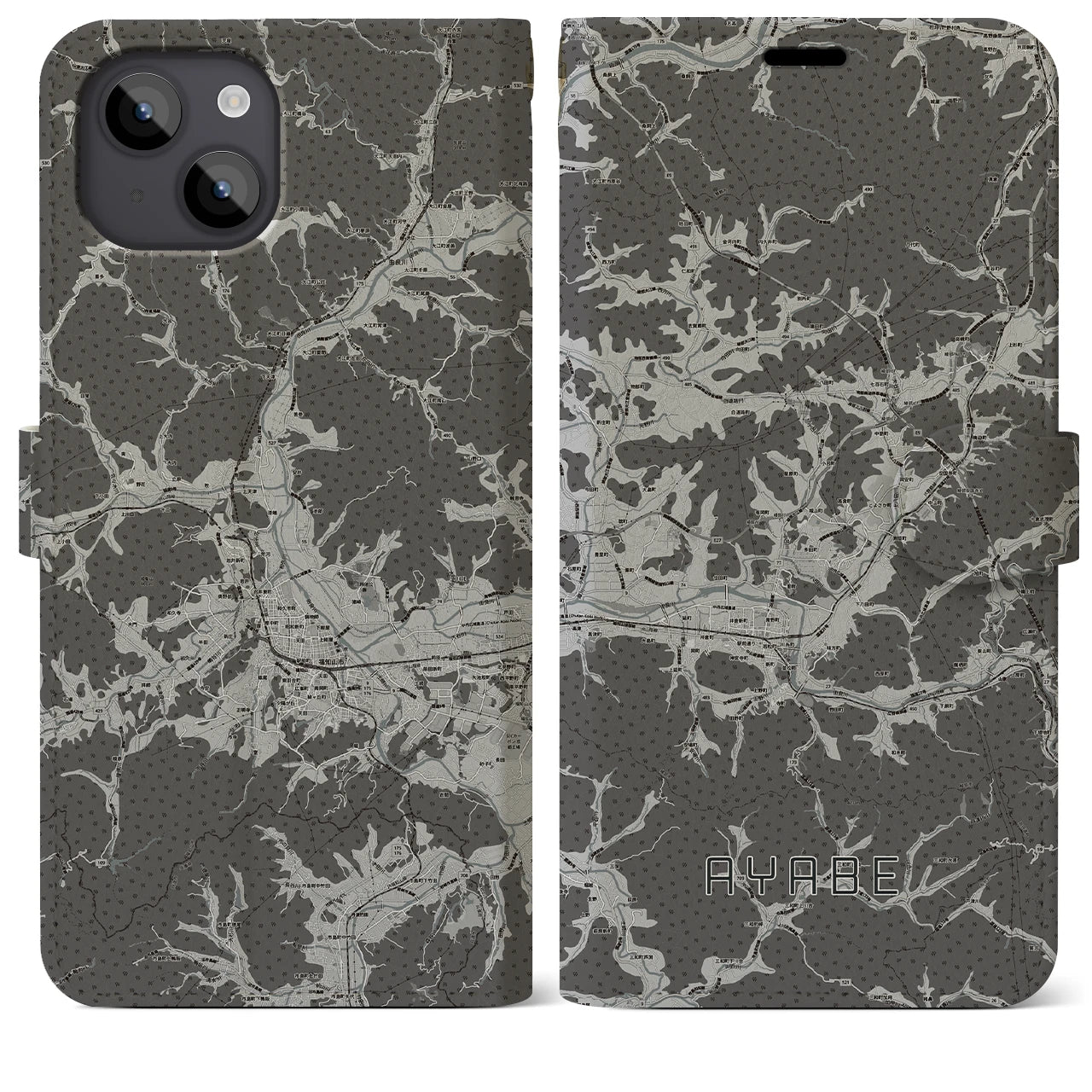 【綾部(京都府)】地図柄iPhoneケース(手帳タイプ)