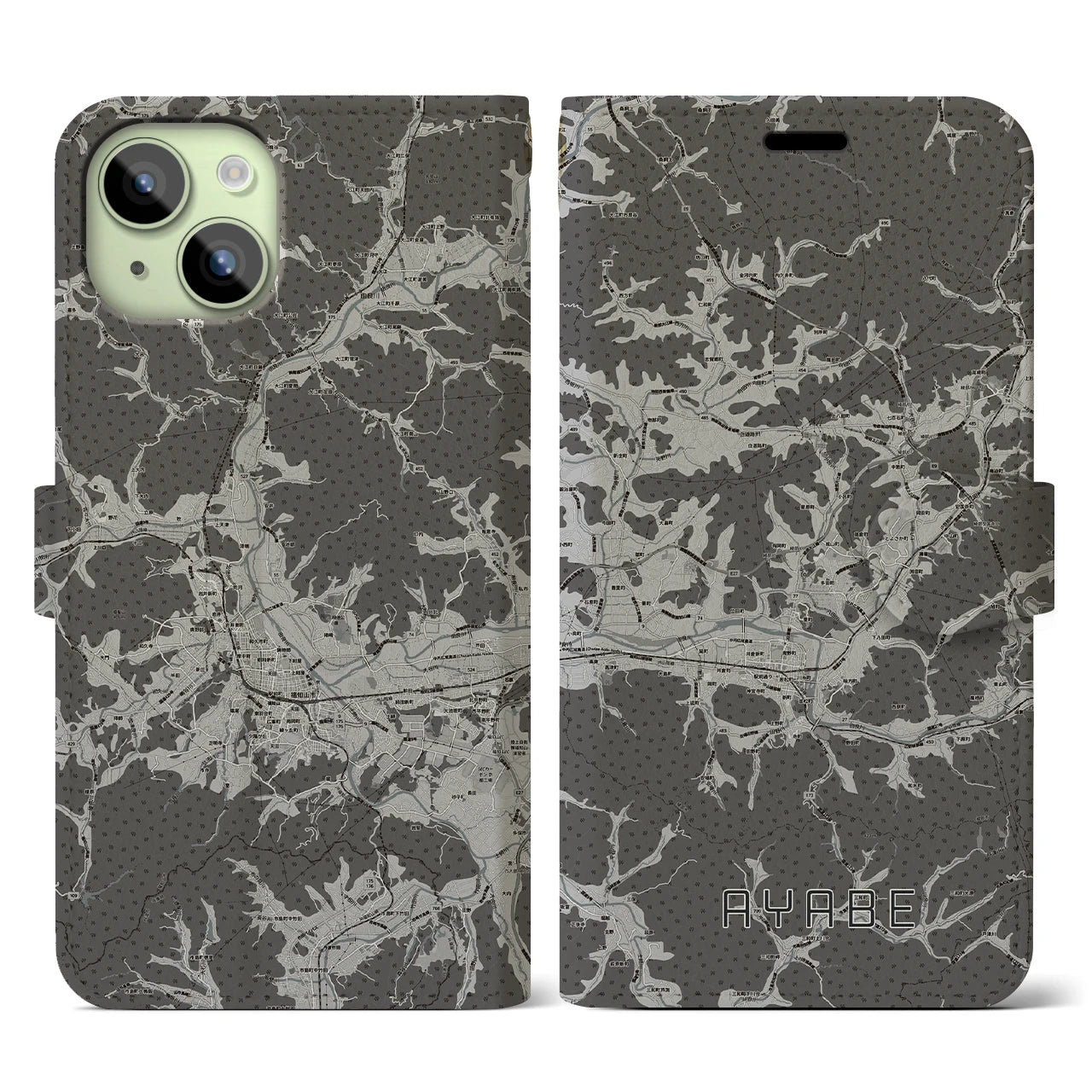 【綾部(京都府)】地図柄iPhoneケース(手帳タイプ)