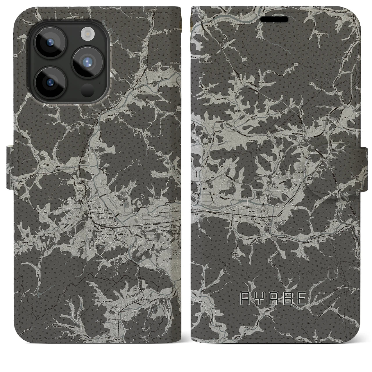 【綾部(京都府)】地図柄iPhoneケース(手帳タイプ)