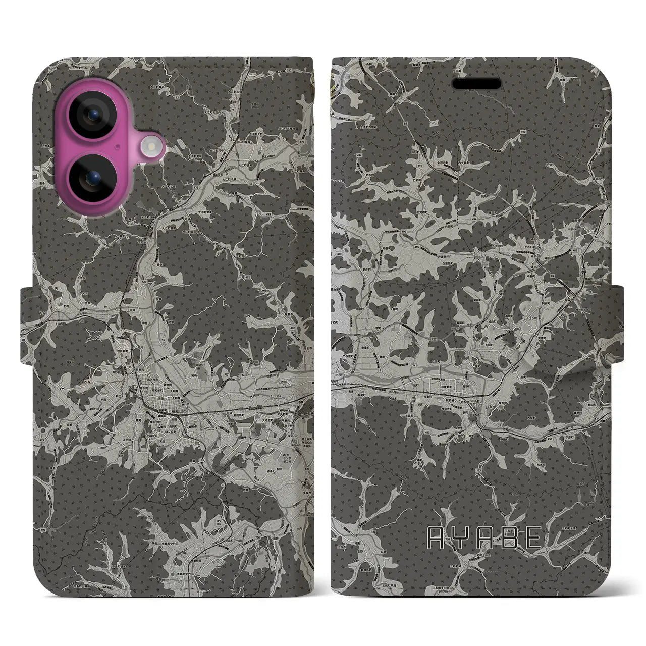 【綾部(京都府)】地図柄iPhoneケース(手帳タイプ)