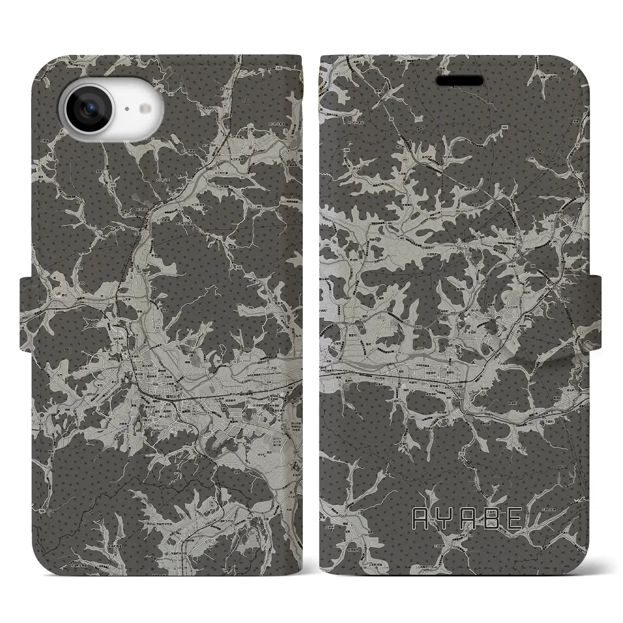 【綾部(京都府)】地図柄iPhoneケース(手帳タイプ)