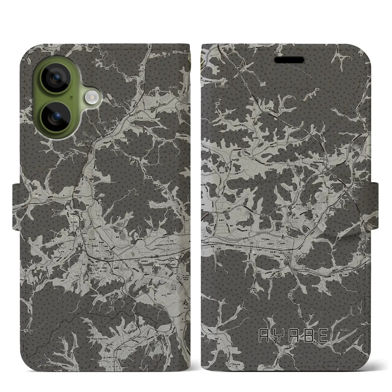 【綾部(京都府)】地図柄iPhoneケース(手帳タイプ)