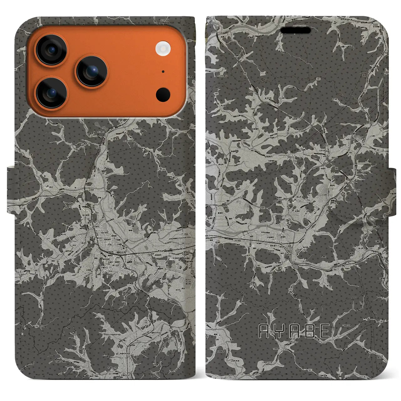 【綾部(京都府)】地図柄iPhoneケース(手帳タイプ)