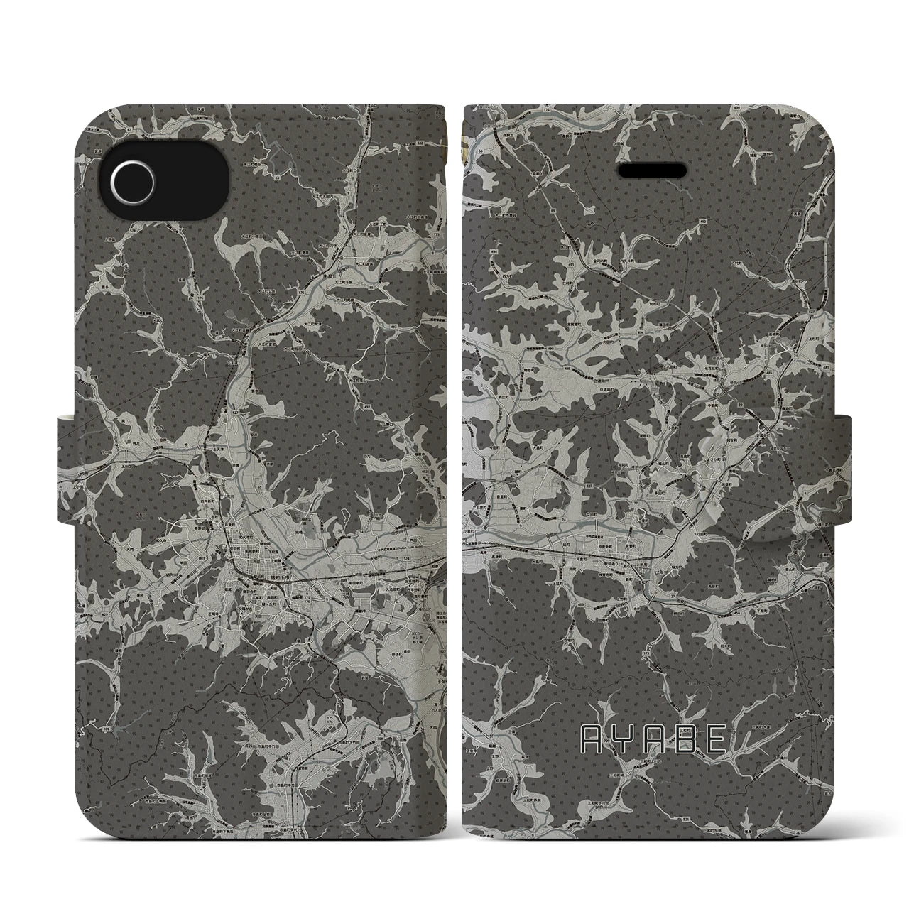 【綾部(京都府)】地図柄iPhoneケース(手帳タイプ)