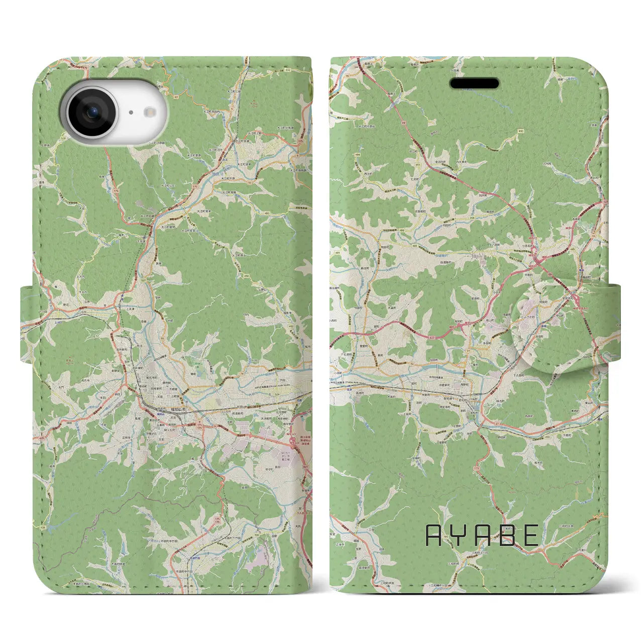 【綾部(京都府)】地図柄iPhoneケース(手帳タイプ)