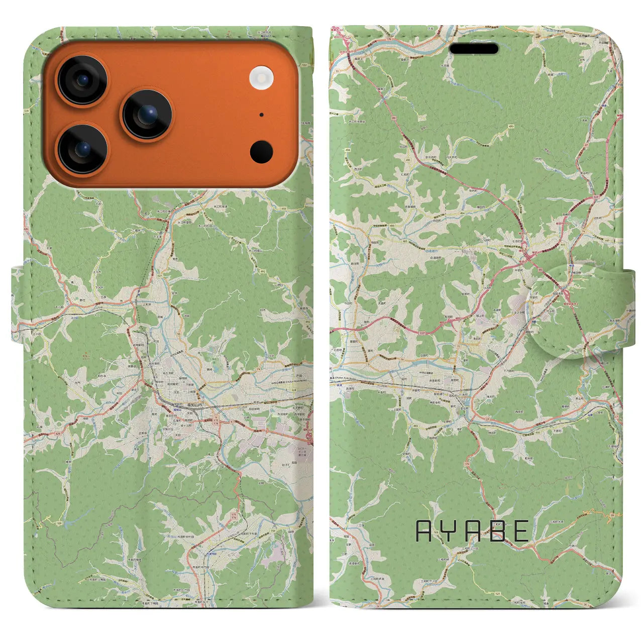 【綾部(京都府)】地図柄iPhoneケース(手帳タイプ)