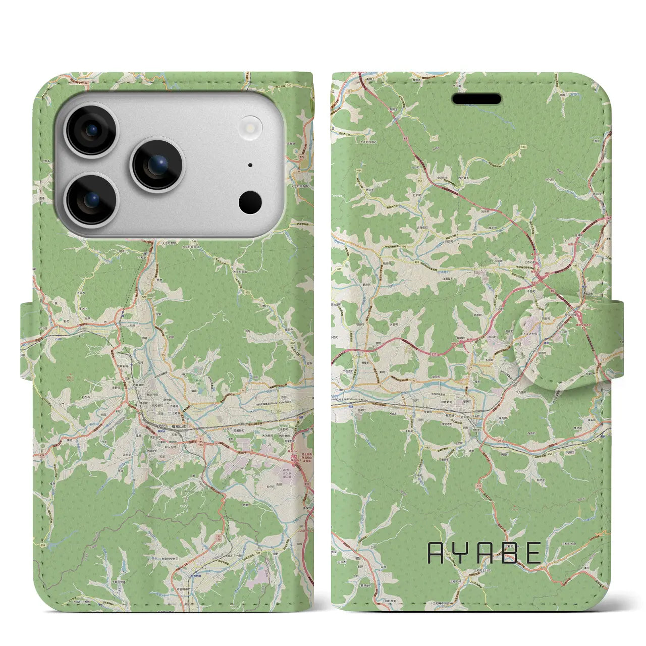 【綾部(京都府)】地図柄iPhoneケース(手帳タイプ)