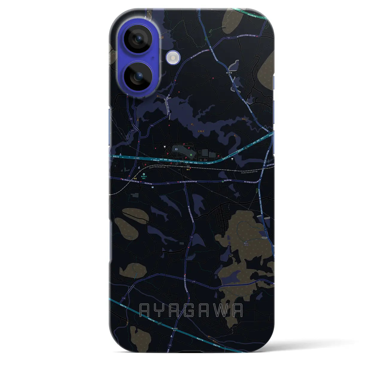 【綾川(香川県)】地図柄iPhoneケース(バックカバータイプ)