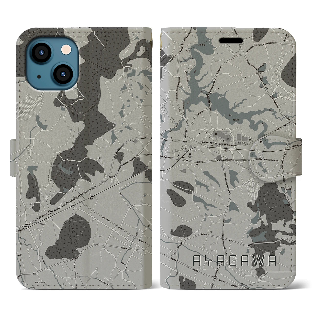 【綾川(香川県)】地図柄iPhoneケース(手帳タイプ)