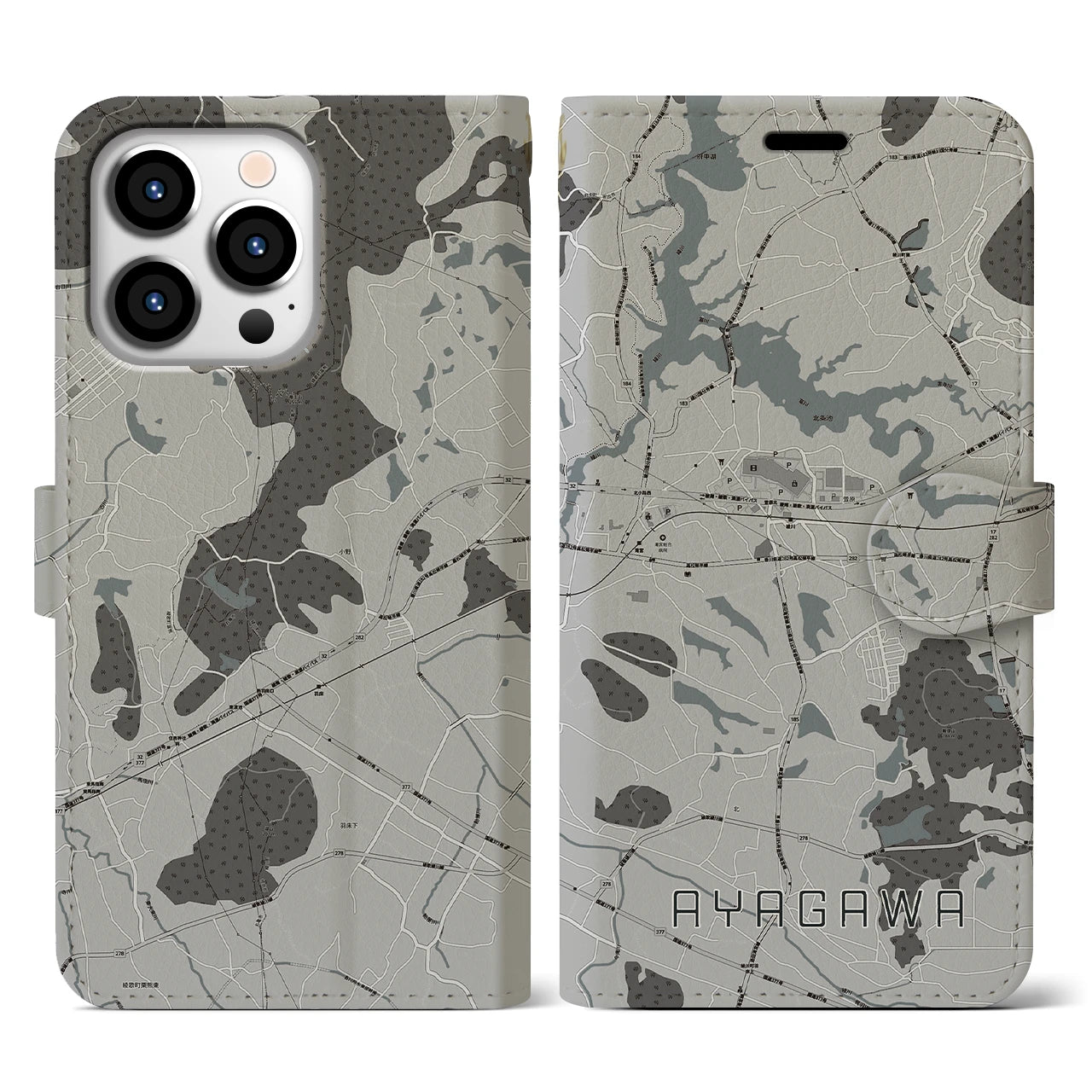 【綾川(香川県)】地図柄iPhoneケース(手帳タイプ)