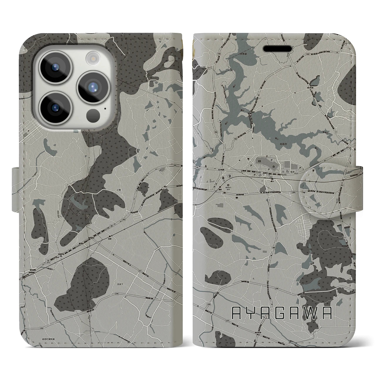 【綾川(香川県)】地図柄iPhoneケース(手帳タイプ)