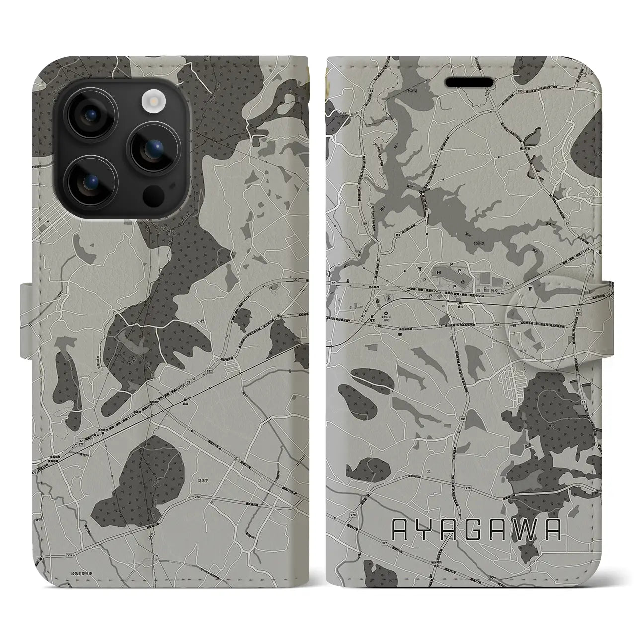 【綾川(香川県)】地図柄iPhoneケース(手帳タイプ)