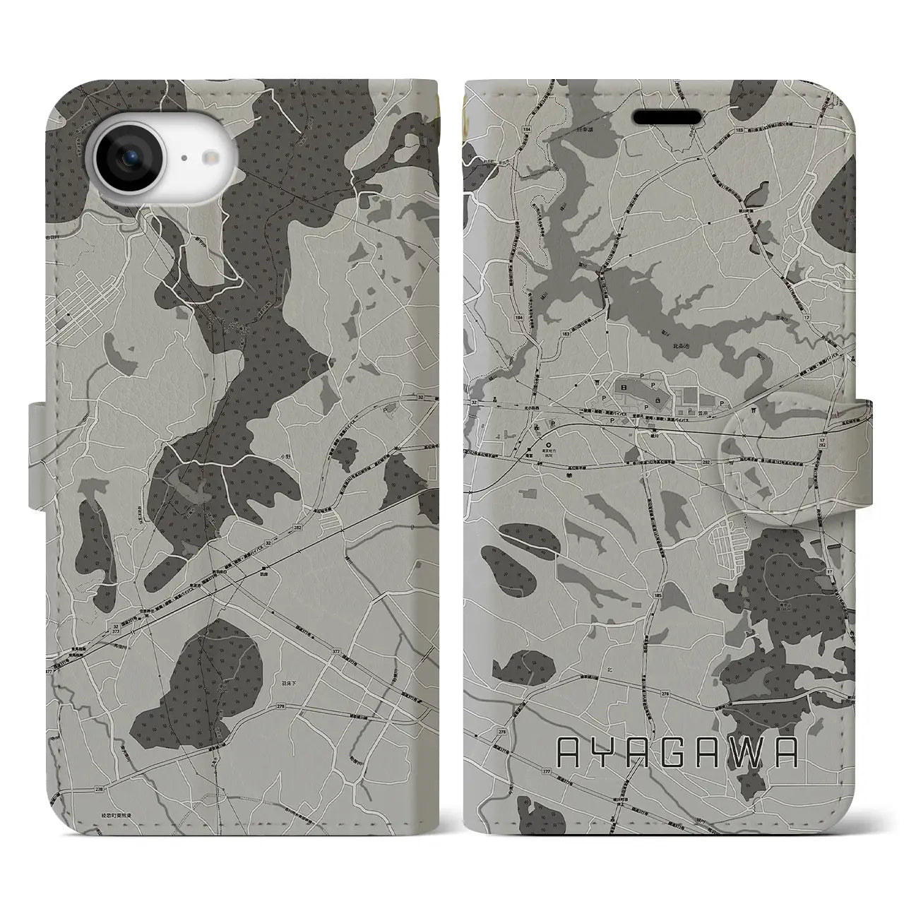 【綾川(香川県)】地図柄iPhoneケース(手帳タイプ)