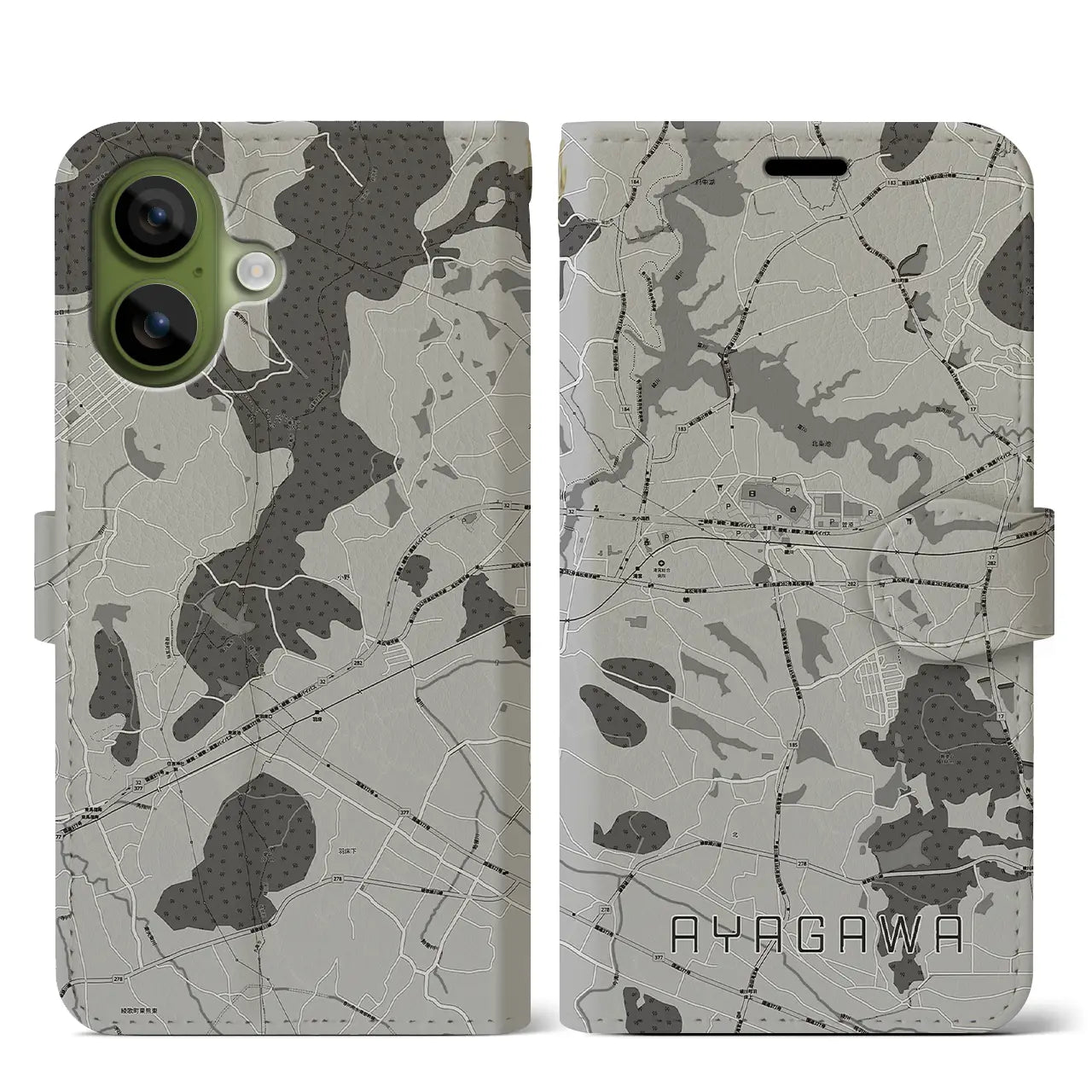 【綾川(香川県)】地図柄iPhoneケース(手帳タイプ)