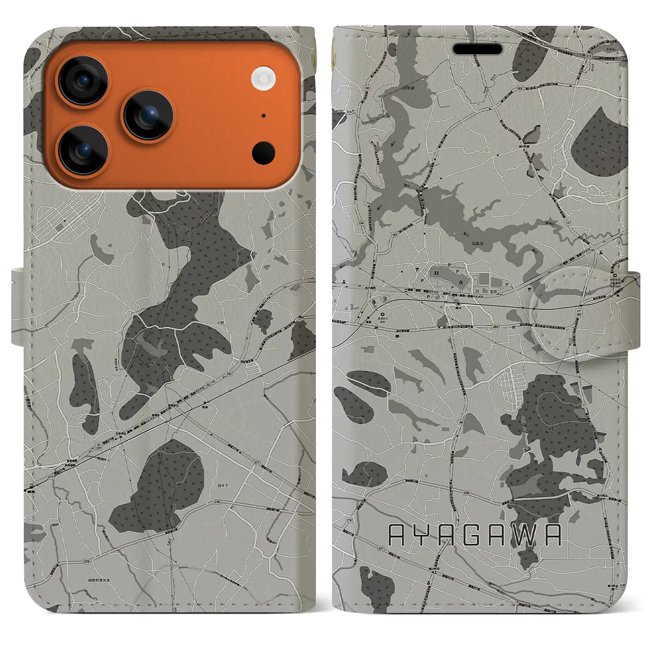 【綾川(香川県)】地図柄iPhoneケース(手帳タイプ)