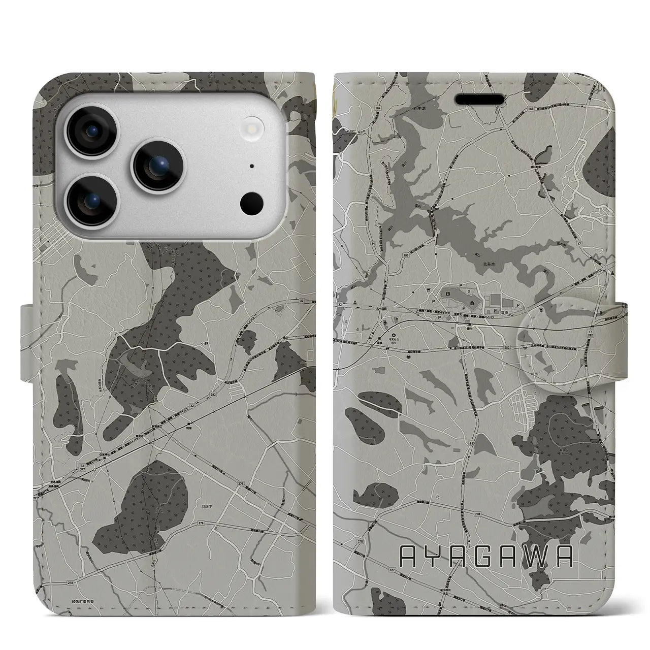 【綾川(香川県)】地図柄iPhoneケース(手帳タイプ)