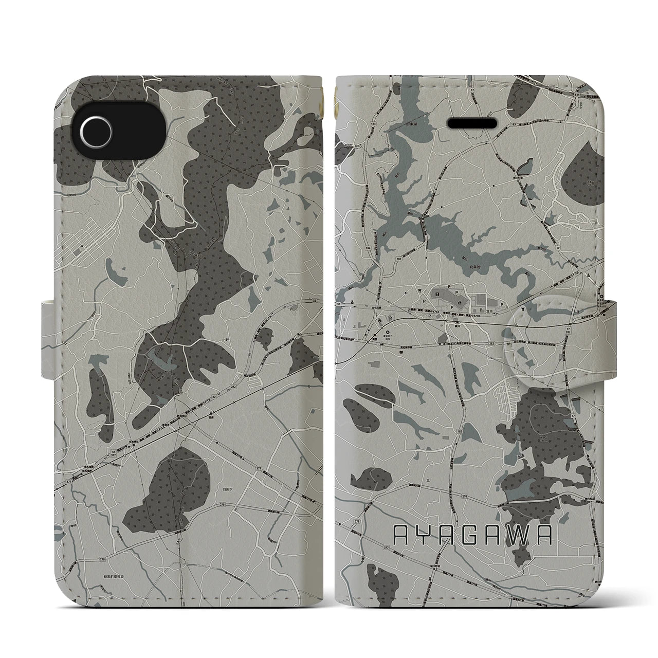 【綾川(香川県)】地図柄iPhoneケース(手帳タイプ)