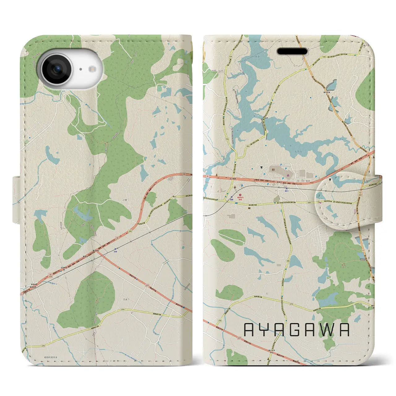 【綾川(香川県)】地図柄iPhoneケース(手帳タイプ)