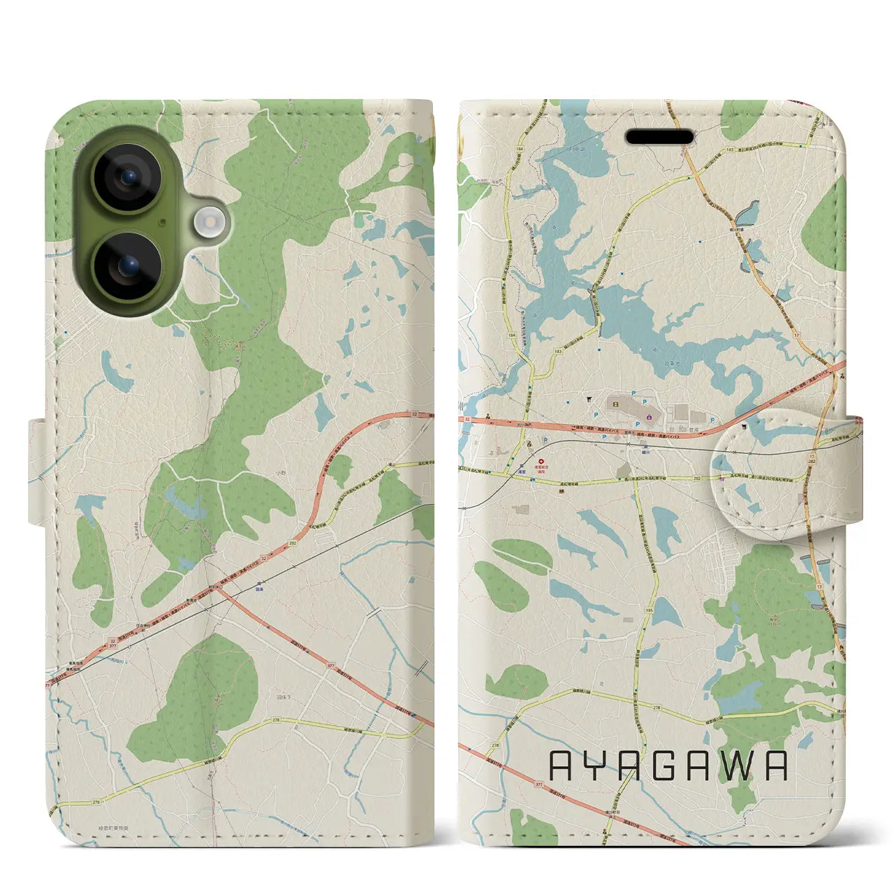 【綾川(香川県)】地図柄iPhoneケース(手帳タイプ)