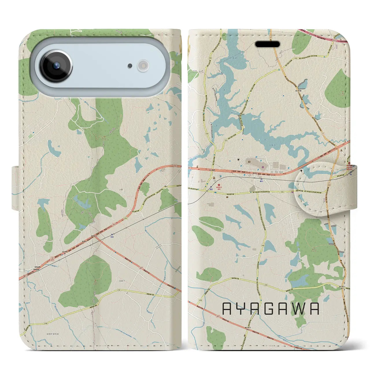 【綾川(香川県)】地図柄iPhoneケース(手帳タイプ)