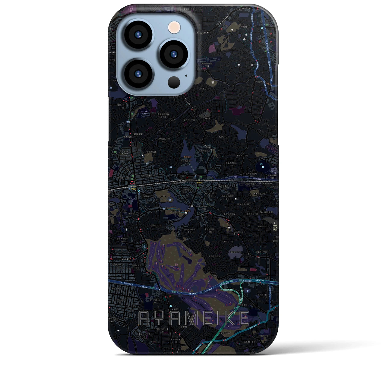 【菖蒲池(奈良県)】地図柄iPhoneケース(バックカバータイプ)