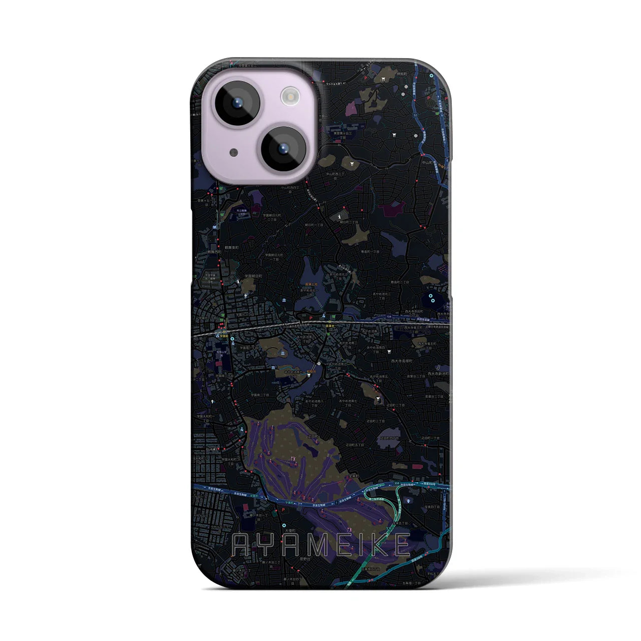 【菖蒲池(奈良県)】地図柄iPhoneケース(バックカバータイプ)