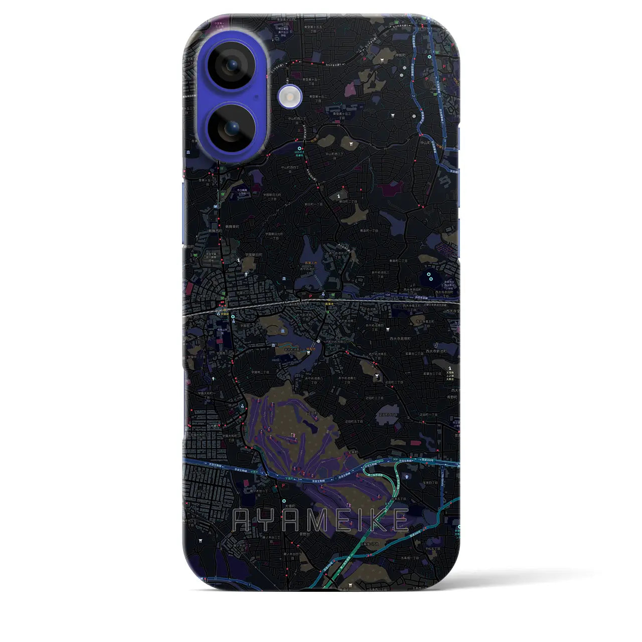 【菖蒲池(奈良県)】地図柄iPhoneケース(バックカバータイプ)